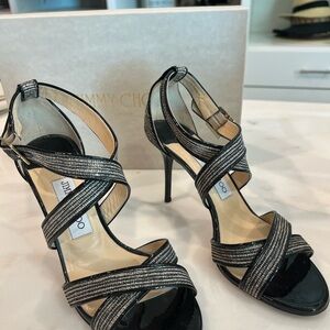 Jimmy Choo Glittering Black Strappy Heels